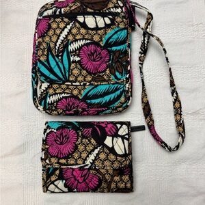 Vera Bradley Pink and Teal Floral Crossbody Bag